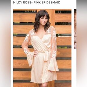 Bridal maid of honor handmade robes from Robed with Love. Blush pink size S
